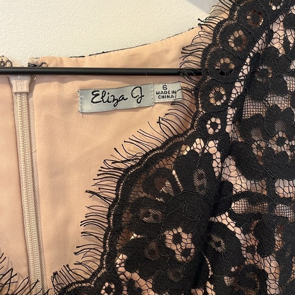 Eliza J Embroidered Black Lace Trumpet Maxi Dress Formal Gown Size 6 - Picture 5 of 10